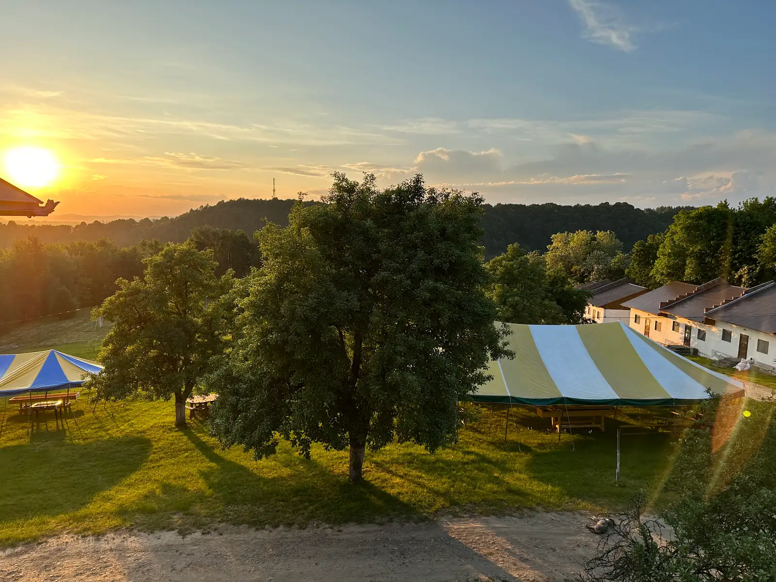 Sunset over the camp tents